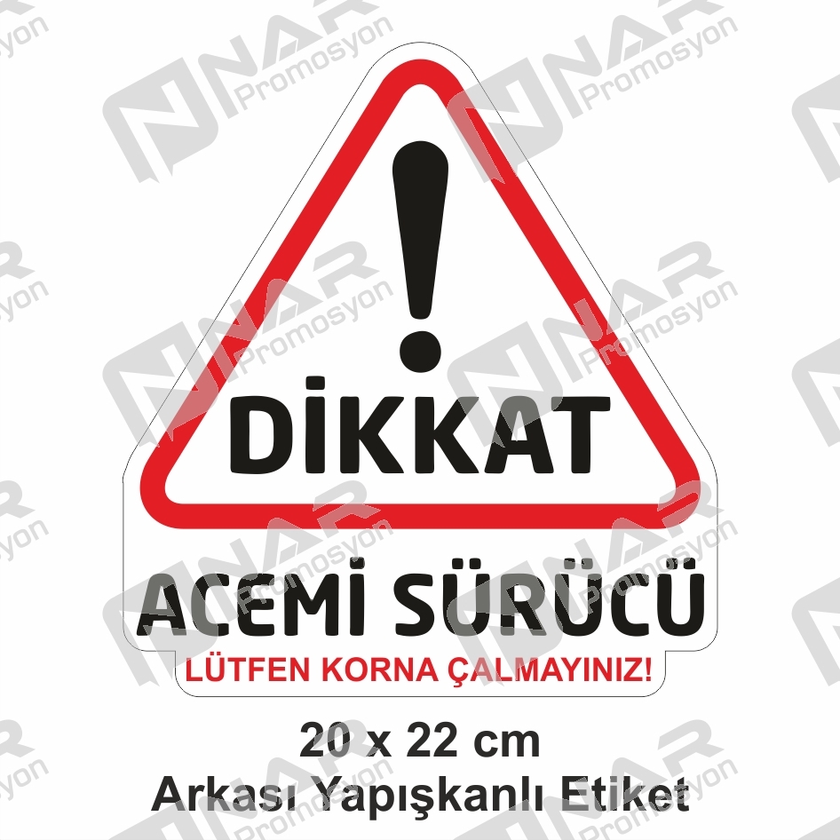 Acemi Sürücü, Sticker Etiket Yapışkanlı 20x20 cm
