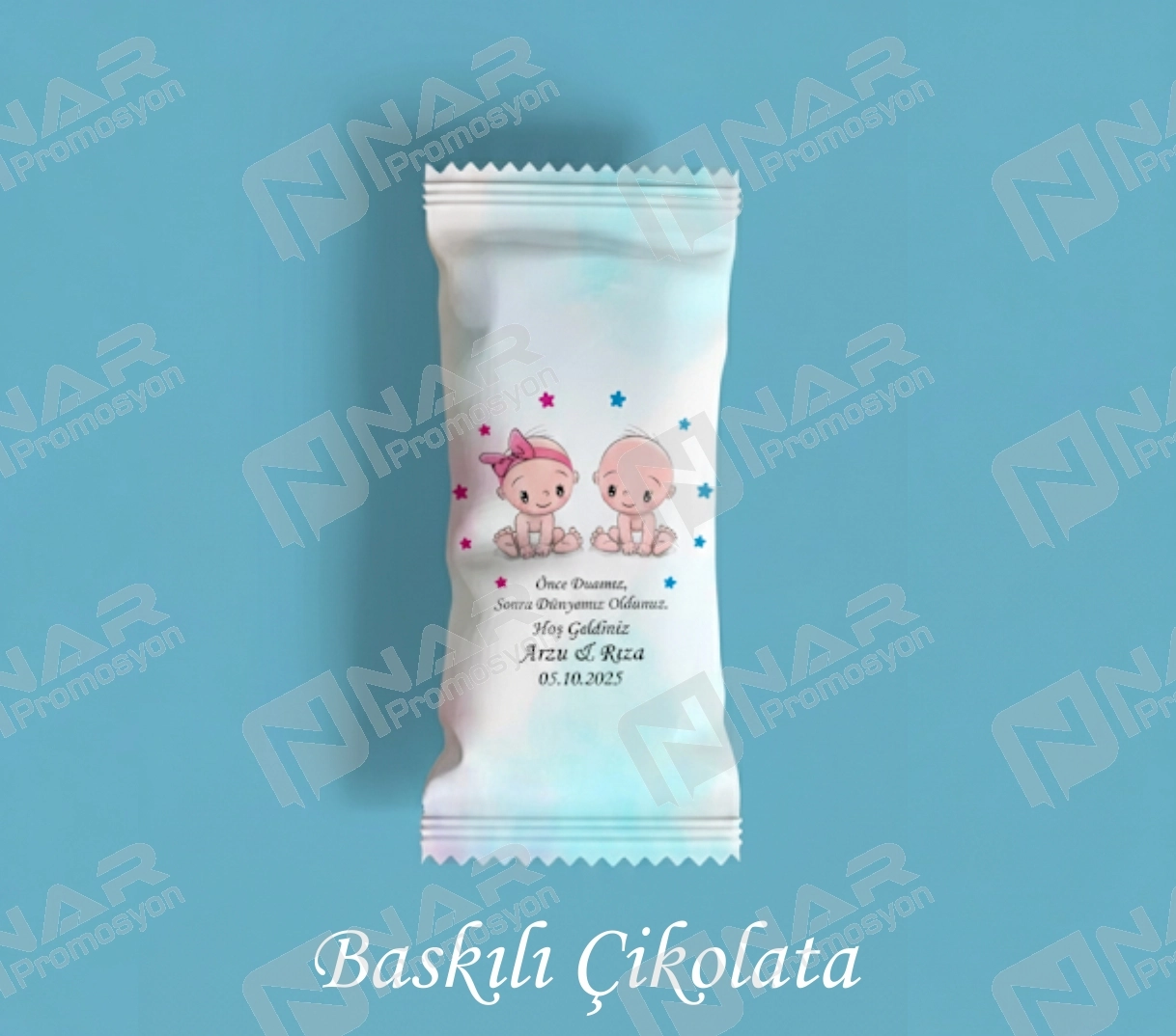 Kişiye Özel Baskılı 20 Adet 9,5 x 4,5 cm Madlen Çikolata  – Doğum Günü ve Özel Gün Hediyelik