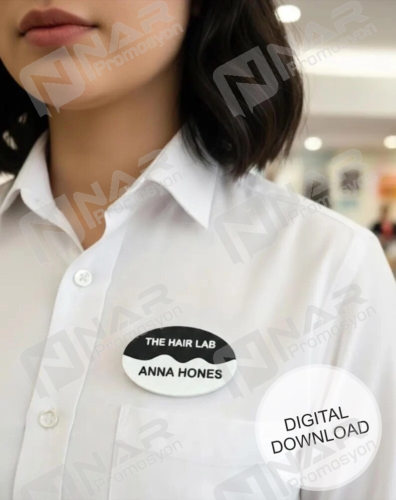 Elips Yaka İsimliği 5x3 cm