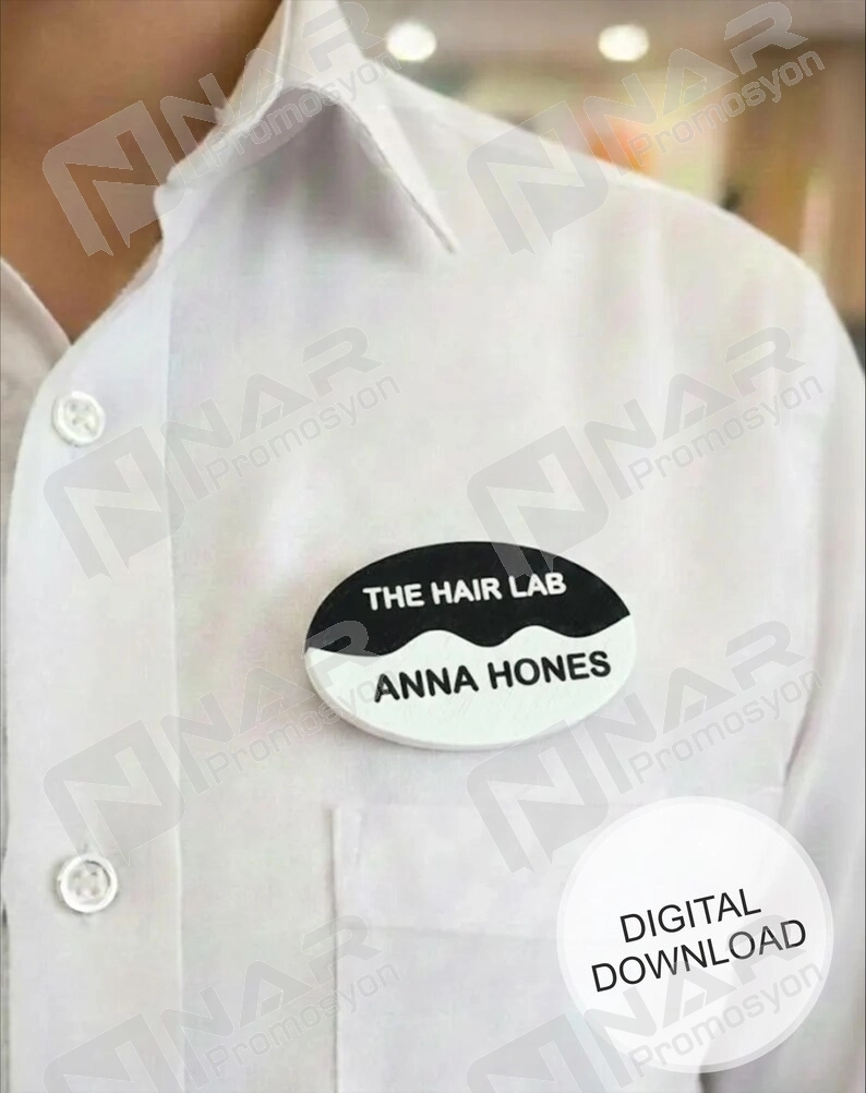 Elips Yaka İsimliği 5x3 cm