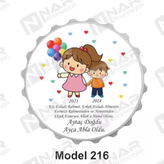 Doğum Günü 70 mm Yuvarlak  Açacak Magnet - Özel Gün Sünnet, Nişan, Söz, Kına, Mevlid Hediyelik Magnetler