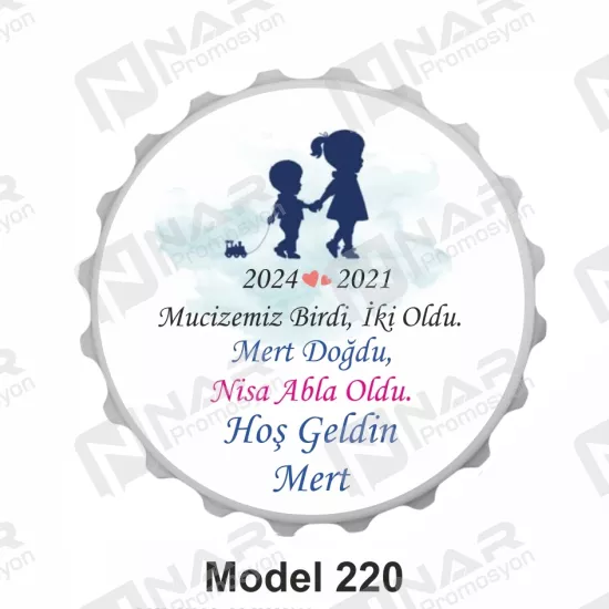 Doğum Günü 70 mm Yuvarlak  Açacak Magnet - Özel Gün Sünnet, Nişan, Söz, Kına, Mevlid Hediyelik Magnetler