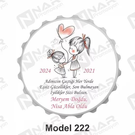 Doğum Günü 70 mm Yuvarlak  Açacak Magnet - Özel Gün Sünnet, Nişan, Söz, Kına, Mevlid Hediyelik Magnetler