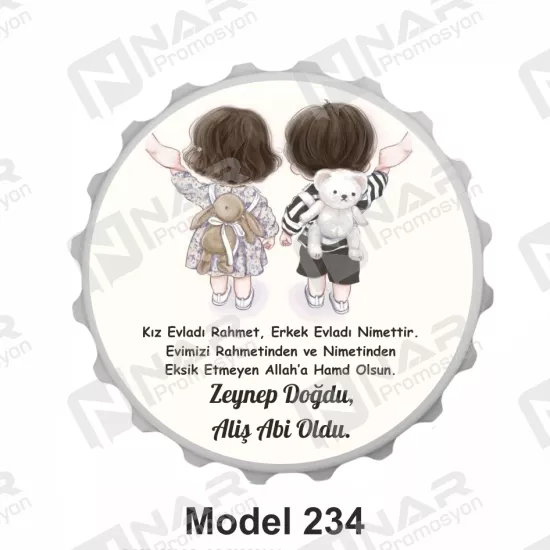 Doğum Günü 70 mm Yuvarlak  Açacak Magnet - Özel Gün Sünnet, Nişan, Söz, Kına, Mevlid Hediyelik Magnetler