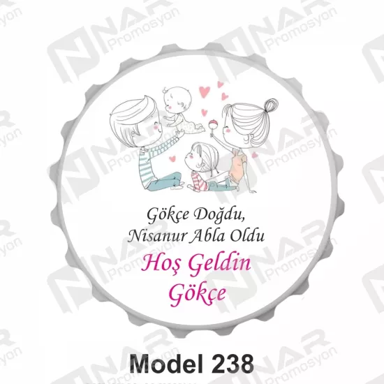 Doğum Günü 70 mm Yuvarlak  Açacak Magnet - Özel Gün Sünnet, Nişan, Söz, Kına, Mevlid Hediyelik Magnetler