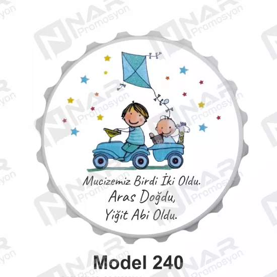 Doğum Günü 70 mm Yuvarlak  Açacak Magnet - Özel Gün Sünnet, Nişan, Söz, Kına, Mevlid Hediyelik Magnetler