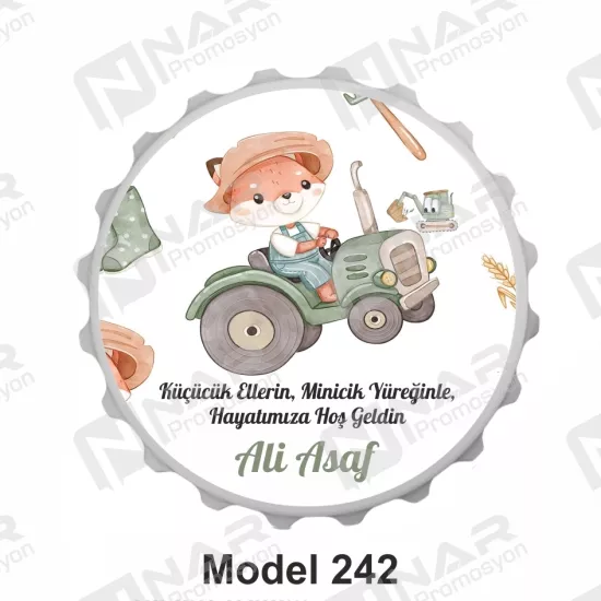 Doğum Günü 70 mm Yuvarlak  Açacak Magnet - Özel Gün Sünnet, Nişan, Söz, Kına, Mevlid Hediyelik Magnetler