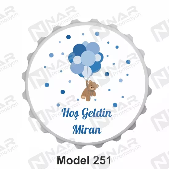 Doğum Günü 70 mm Yuvarlak  Açacak Magnet - Özel Gün Sünnet, Nişan, Söz, Kına, Mevlid Hediyelik Magnetler