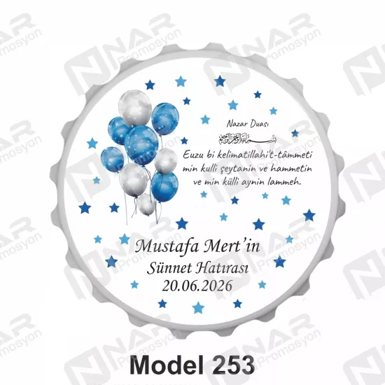 Doğum Günü 70 mm Yuvarlak  Açacak Magnet - Özel Gün Sünnet, Nişan, Söz, Kına, Mevlid Hediyelik Magnetler