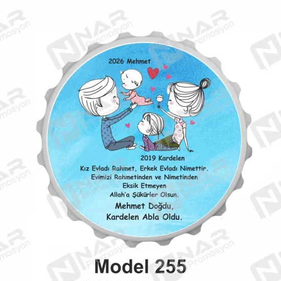 Doğum Günü 70 mm Yuvarlak  Açacak Magnet - Özel Gün Sünnet, Nişan, Söz, Kına, Mevlid Hediyelik Magnetler