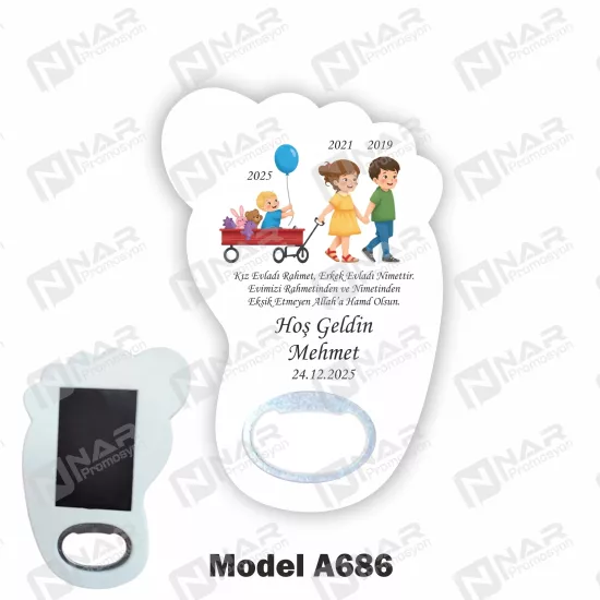 Doğum Günü Ayak Açacak Magnet - Özel Gün Sünnet, Nişan, Söz, Kına, Mevlid Hediyelik Magnetler