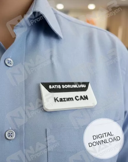 Dikdörtgen Yaka İsimliği 6  3 cm